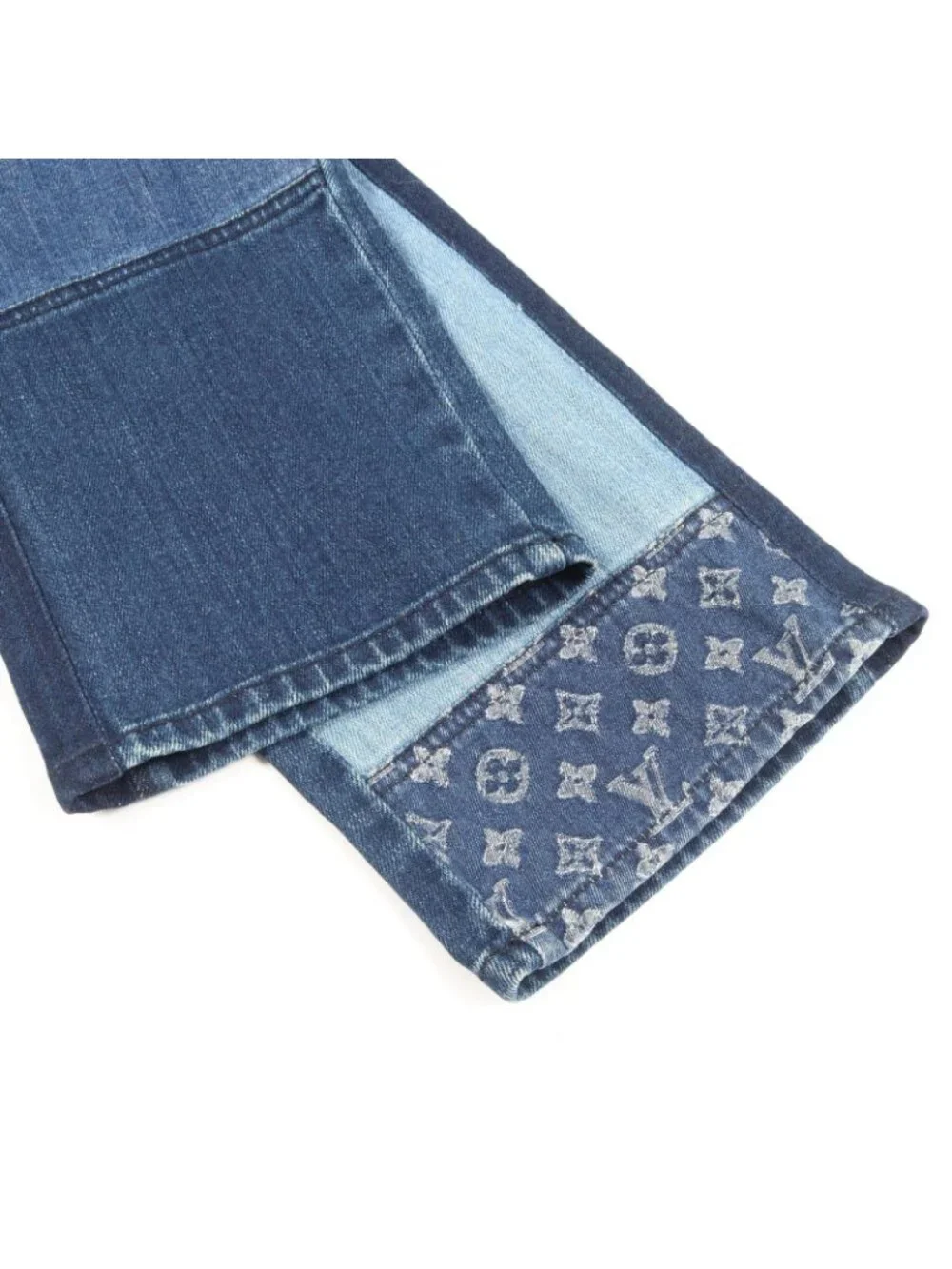 Louis Vuitton Denim Pants Patchwork Cotton Jeans